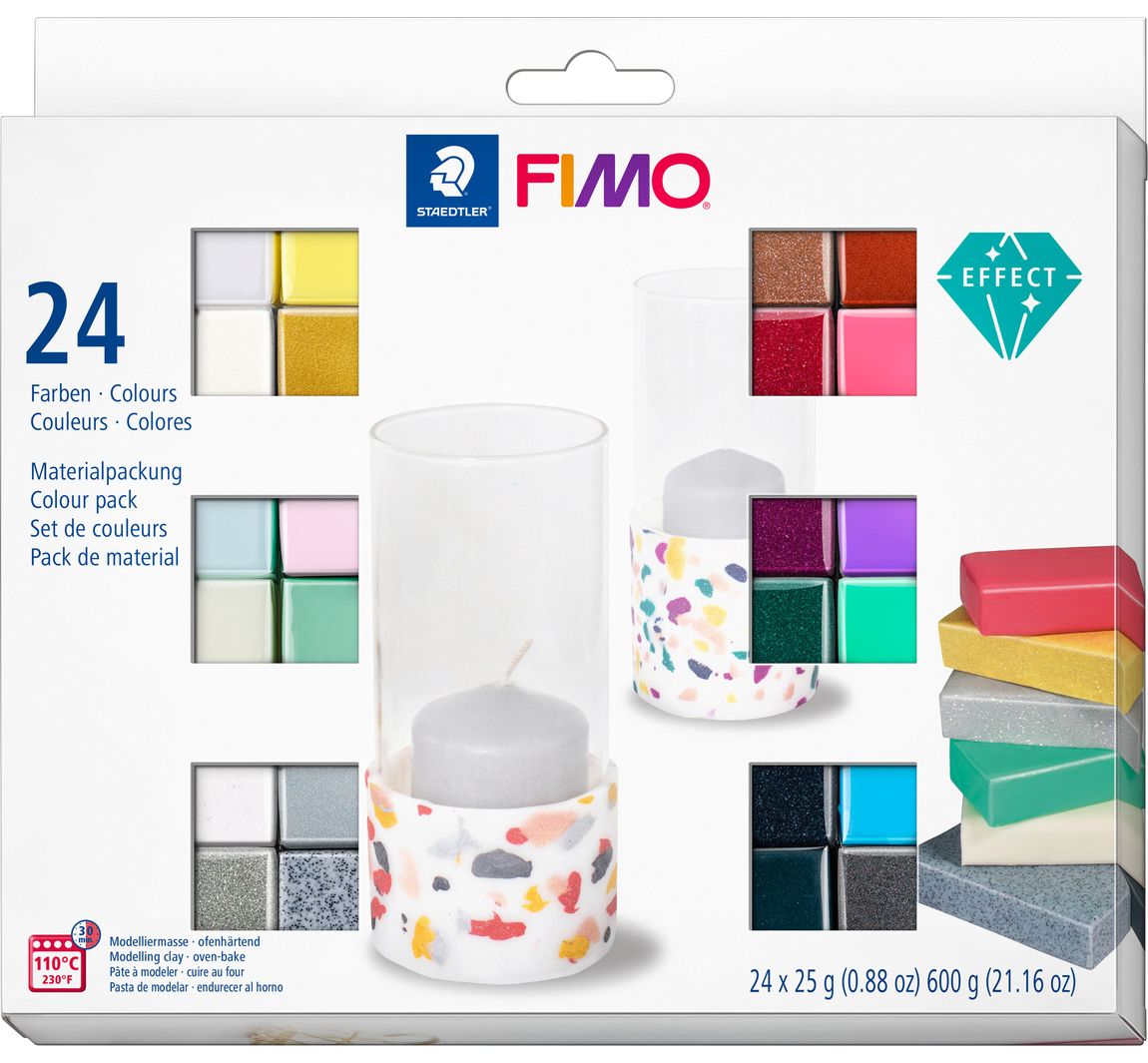 FIMO soft materiaalpakket "Effect", set van 24 stuks, 600 g
