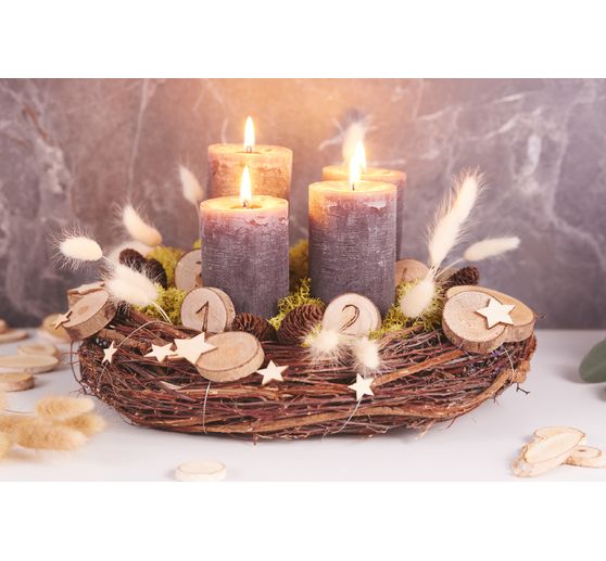 Marble candle, dyed through, pack of 4