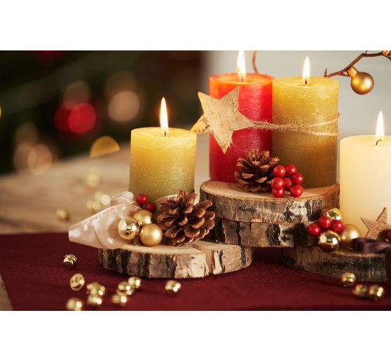 Marble candle, dyed through, pack of 4