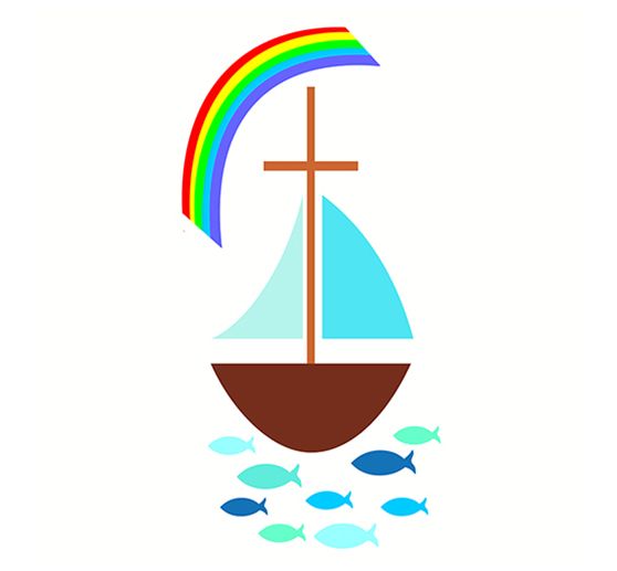 Wasmotief "Zeilboot met Regenboog"