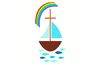 Wasmotief "Zeilboot met Regenboog"