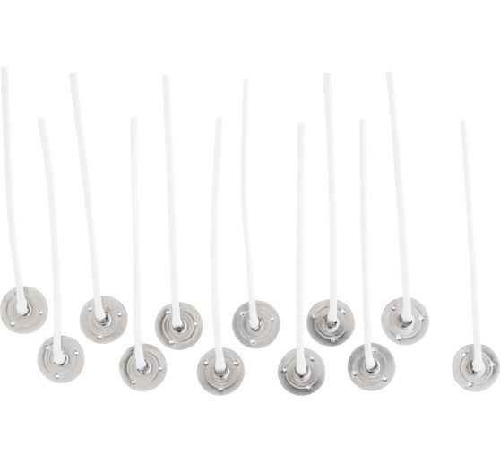 Candle wick round with base, waxed, 8 cm