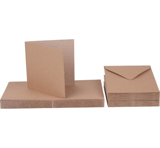 Double cards with envelopes "Kraft paper", 12.5 x 12.5 cm, 50 pieces