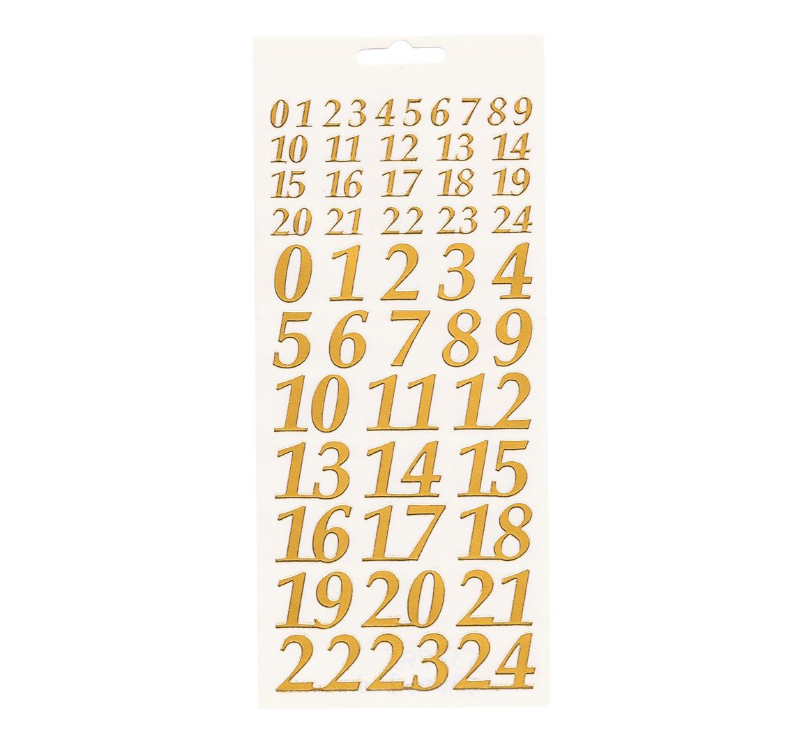 Advent Numbers" reliëfsticker - Goud