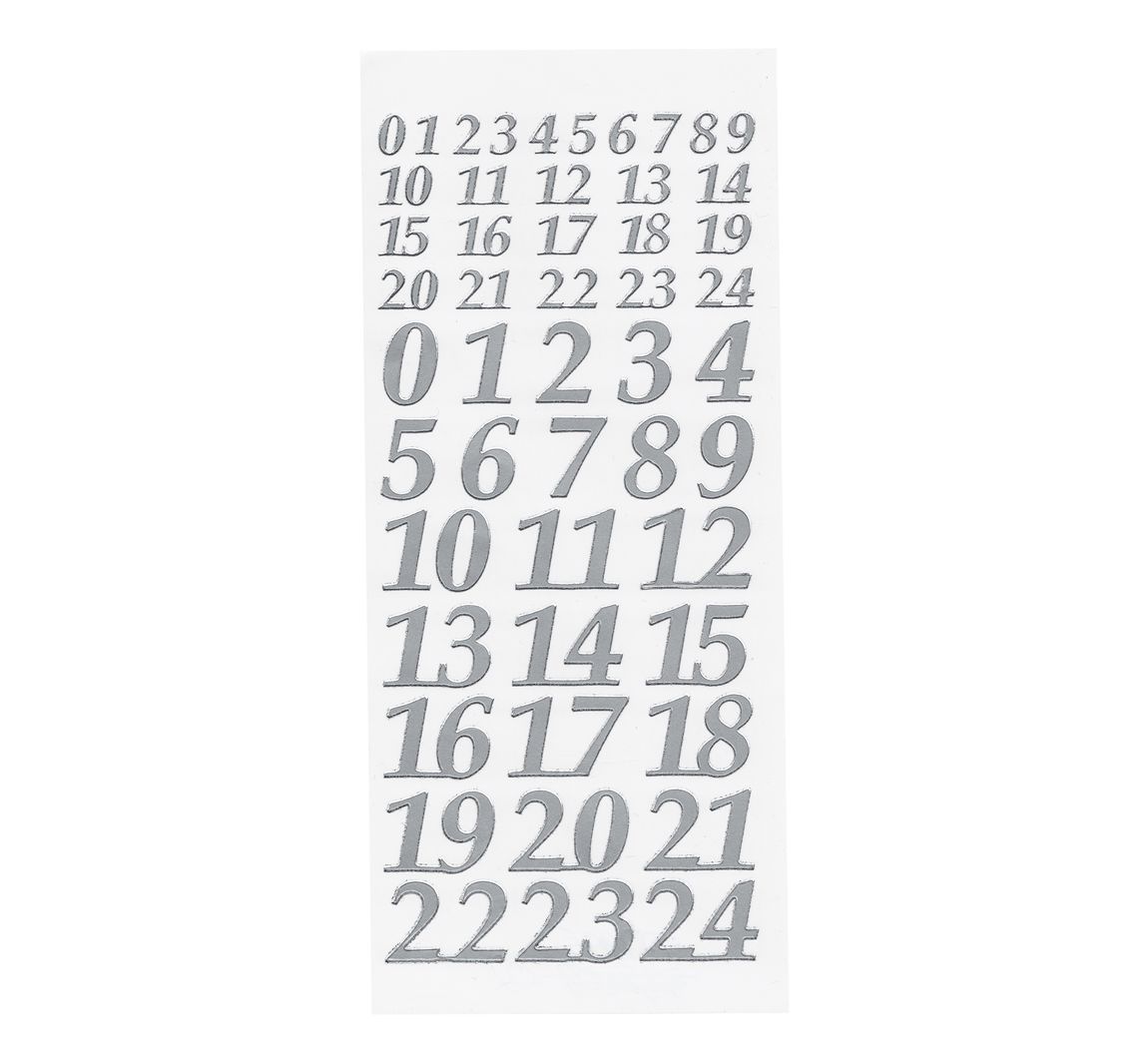 Advent Numbers" reliëfsticker - Zilver