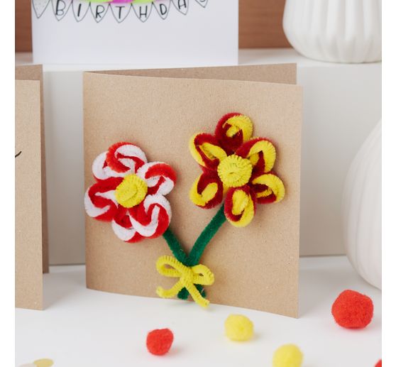 Dubbele kaarten met enveloppen "Kraftpapier", 12,5 x 12,5 cm, 50 stuks