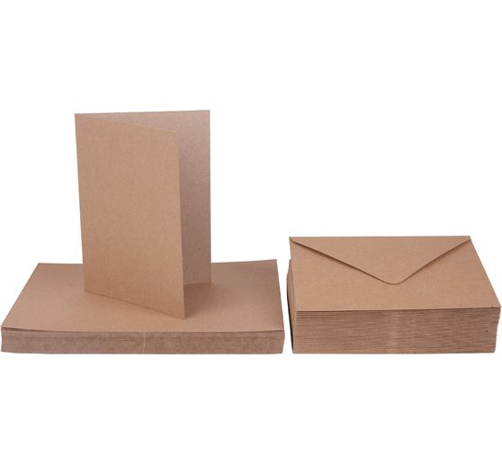 Double cards with envelopes "Kraft paper", 18 x 13 cm, 50 pieces