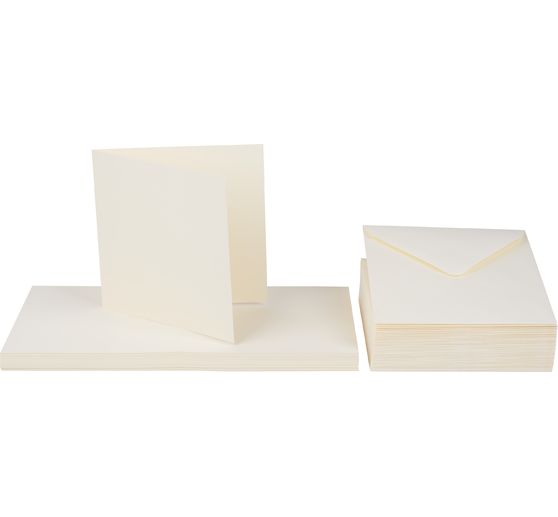 Double cards with envelopes, beige, 100 pcs