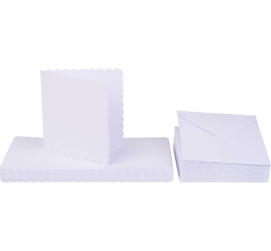 Double cards "Wavy edge" with envelopes, 12,5 x 12,5 cm