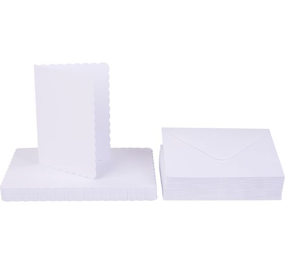Dubbele kaarten met enveloppen "Golvende rand", DIN A6, 50 stuks