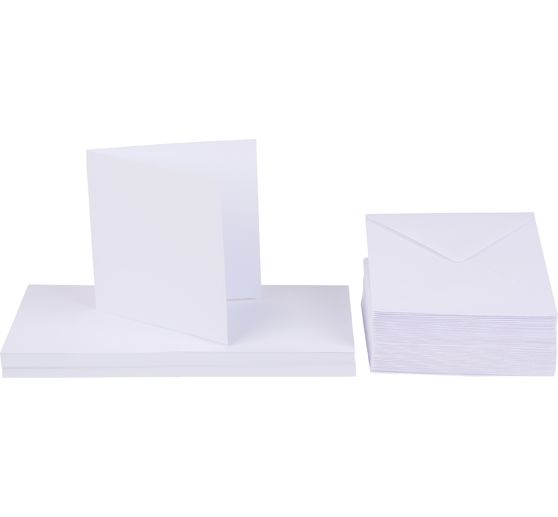 Double cards with envelopes "White", 10 x 10 cm, 50 pieces