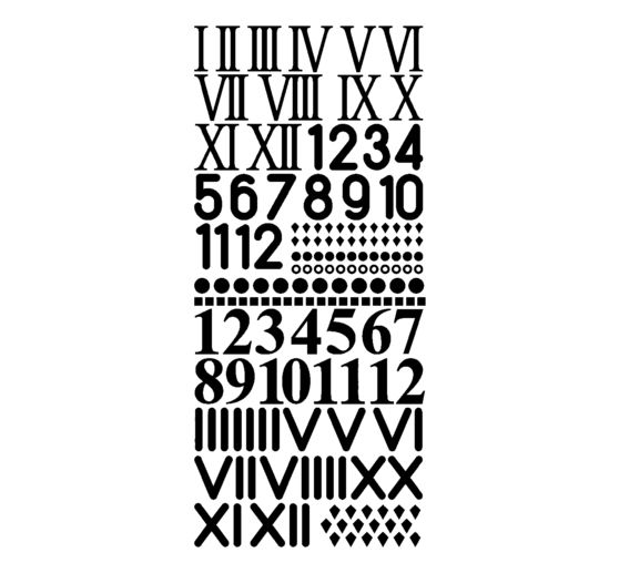 Relief adhesive motif "Watch numerals"
