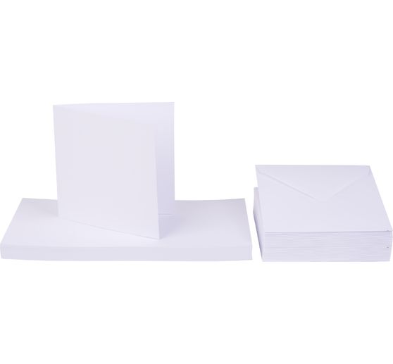 Double cards with envelopes, white, 100 pcs