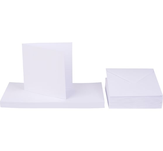 Dubbele kaarten met enveloppen "Wit", 12,5 x 12,5 cm, 50 stuks