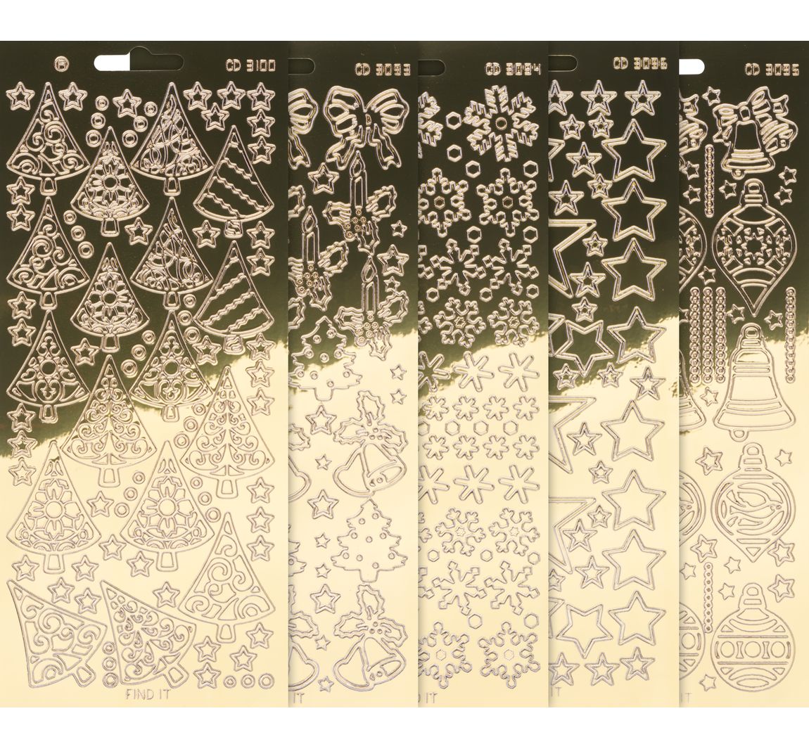 VBS reliëfstickerset "Xmas" - Goud