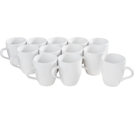 VBS Coffee mug "Bellied", 12 pieces, approx. Ø 8.5 x 9.5 cm, white, ceramic
