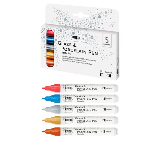 KREUL Glass & Porcelain Pen "Metallic", set van 5
