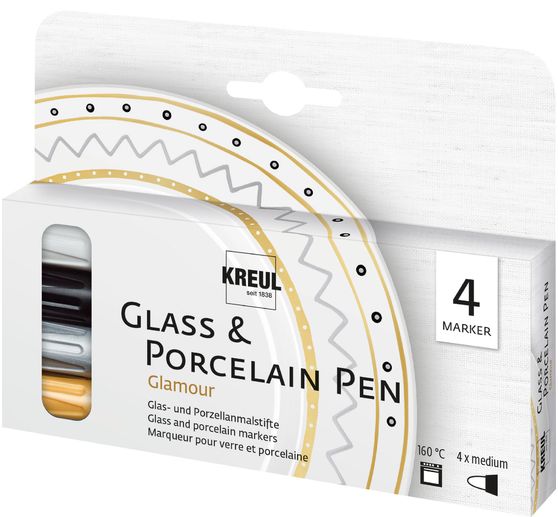 KREUL Glass & Porcelain Pen "Glamour", set van 4