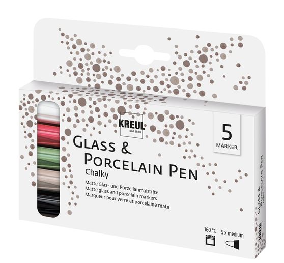 KREUL Glass & Porcelain Pen "Chalky" medium, set van 5