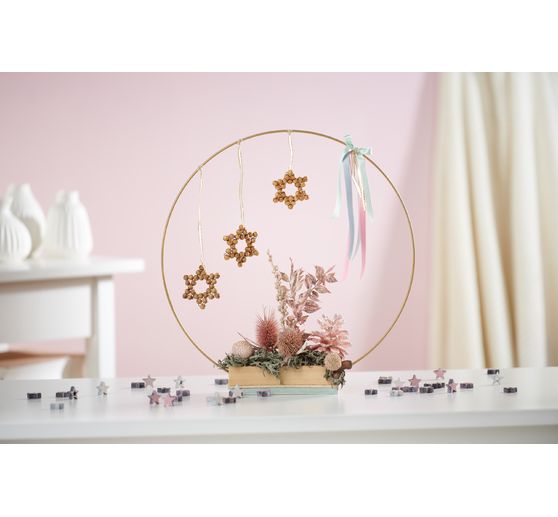 Wooden stand for dried flowers and decorative ring