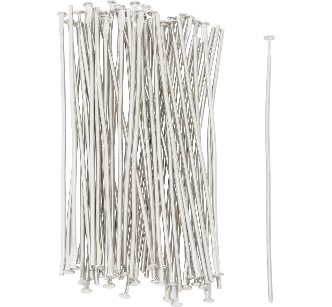 Pinnen voor magische kraal, ca. 50mm, 50 stuks - Zilver