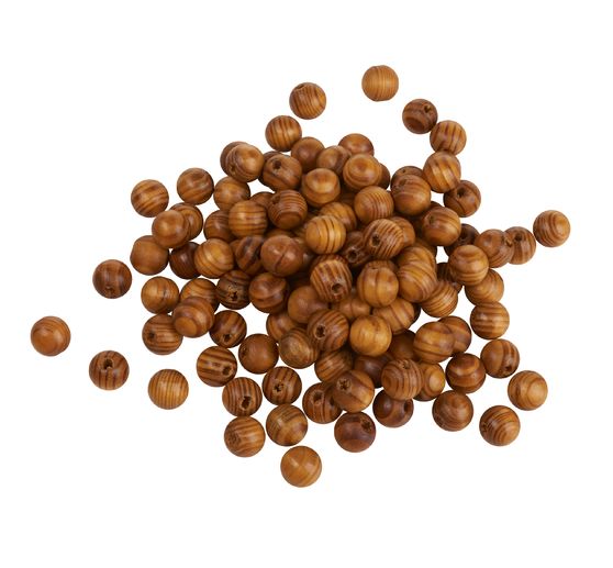 VBS Wooden beads with natural grain, 100 g