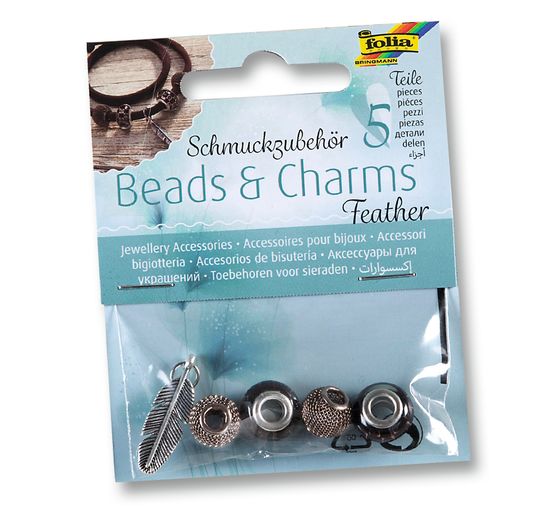 Charms "Feather", 5 stuks.