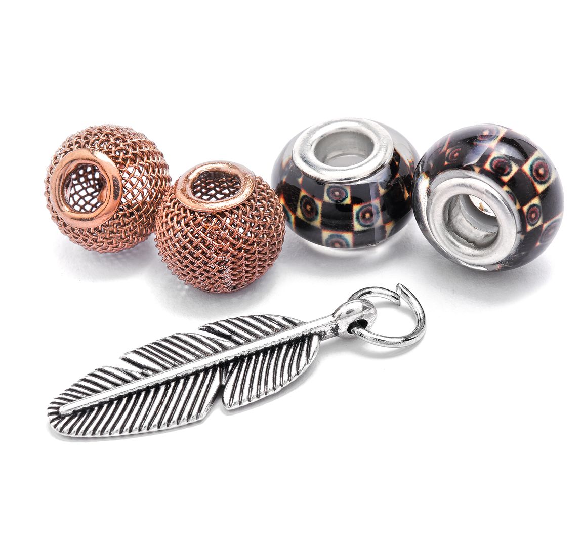 Charms "Feather", 5 stuks.