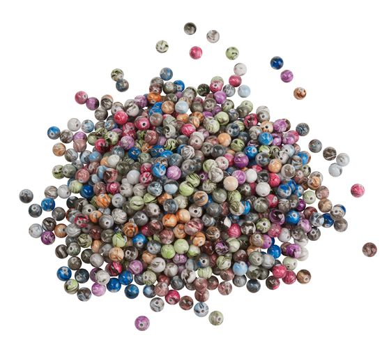 VBS Acrylic beads "Colorful opaque marbled", Ø 8 mm, 200 g