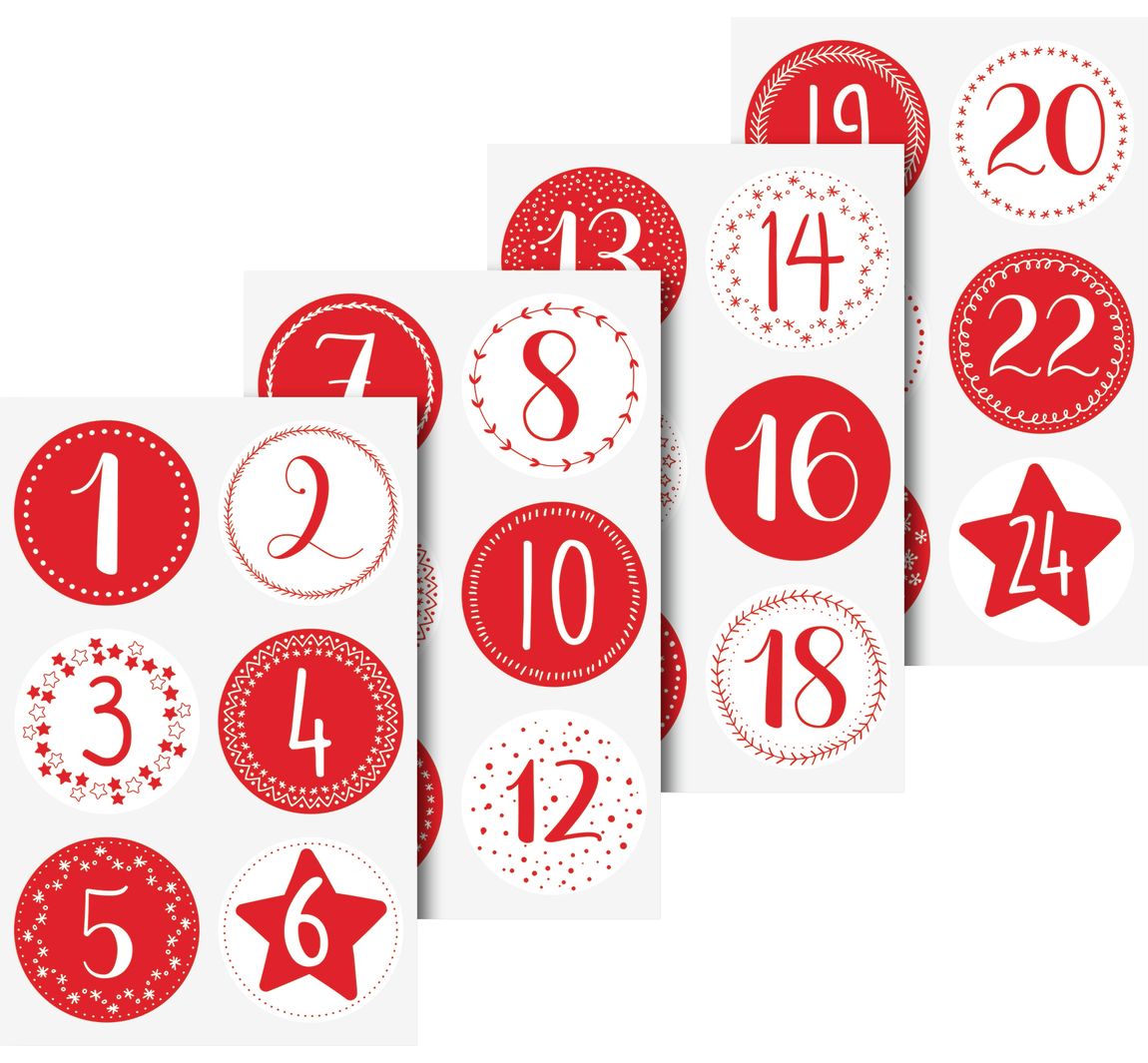 Stickers adventsnummers - Rood