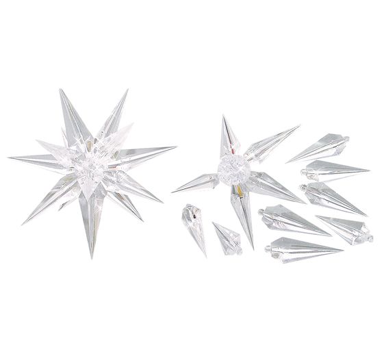 Acrylic-star, 8 cm, 2 pieces, 6 prongs