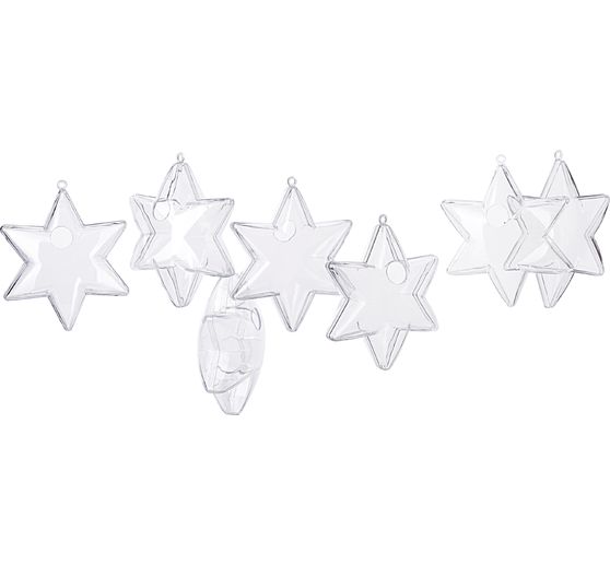 VBS Acrylic- Star with hole, pack of 6, 6-pointed, Ø approx. 10 cm