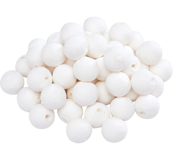 Cotton balls, white, Ø 15 mm, 50 pieces