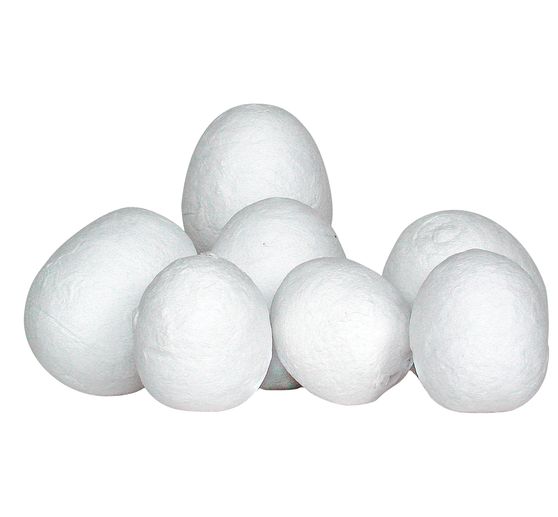Cotton wool eggs, height approx. 30 mm, 15 pieces