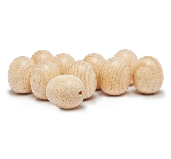Wooden eggs, top drilled, 25 x 30 mm