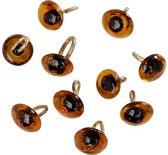 Bear eyes with eyelet, brown,Ø 6mm, 10 pieces
