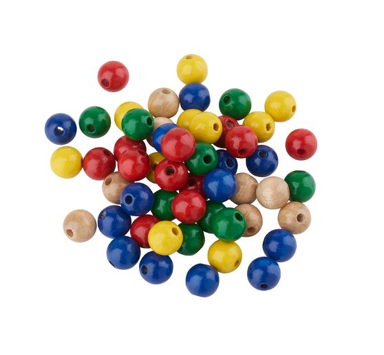 Wooden beads, Ø 10 mm, approx. 50 pieces