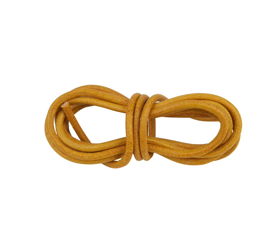 Leder riem rond, Ø 2 mm - Geel