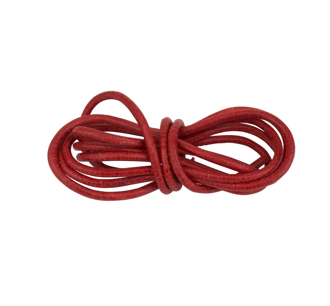 Leder riem rond, Ø 2 mm - Rood