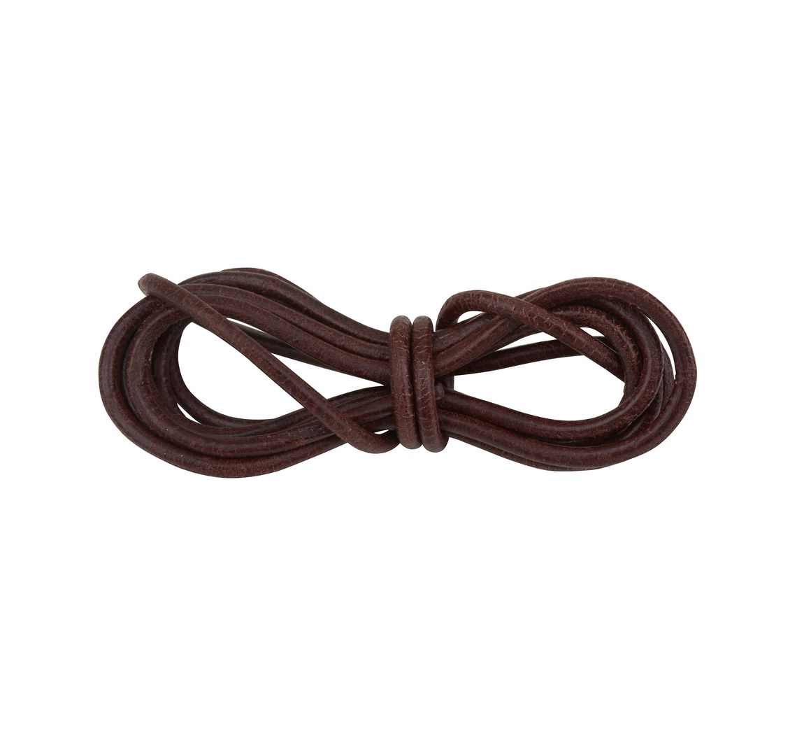 Leder riem rond, Ø 2 mm - Bruin