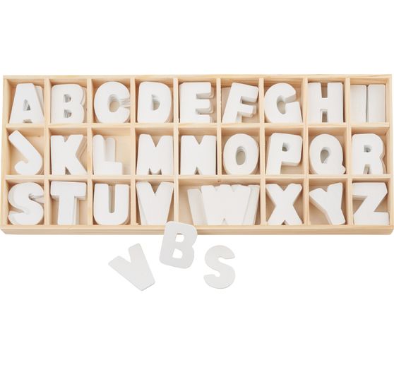 VBS wooden letter assortment, 156 white letters