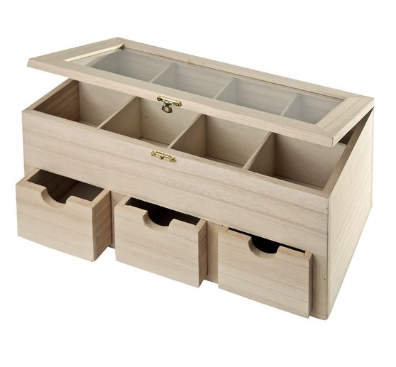 VBS Tea box with 3 drawers and viewing window