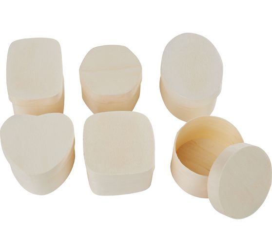 VBS Wooden chip box "Shapes", set of 6