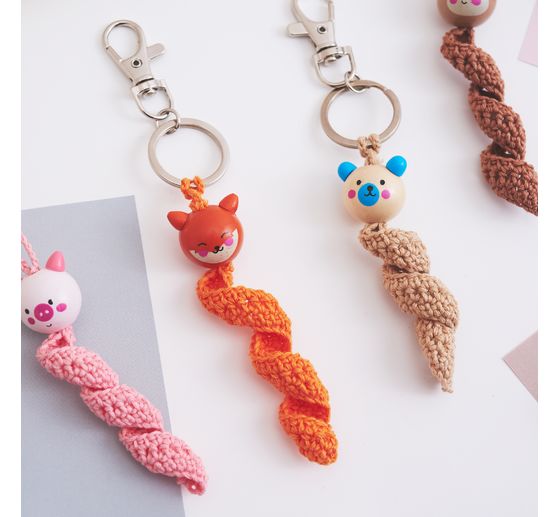 Houten ballen met gezicht "Cute Animals", 10 stuks.