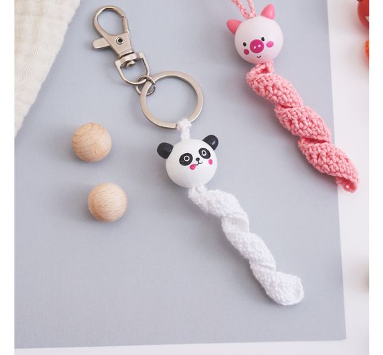 Houten ballen met gezicht "Cute Animals", 10 stuks.