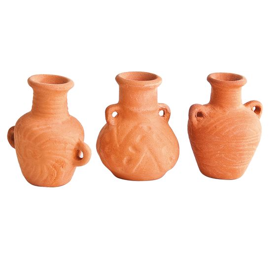 Mini clay vases, set of 3