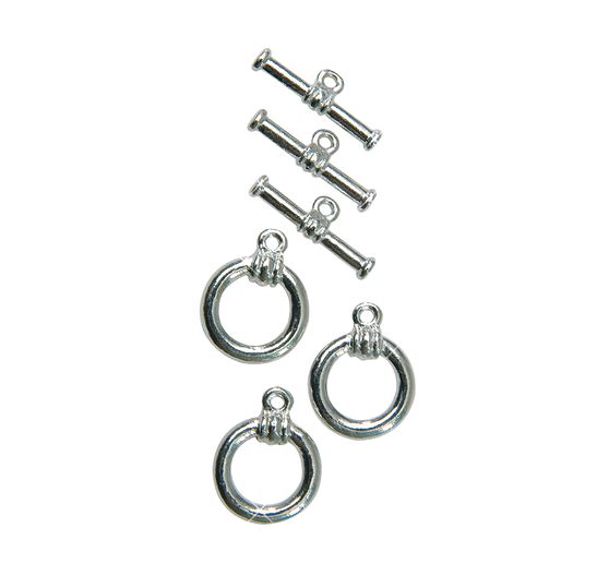 Toggle fastener, silver plated, 3 pieces