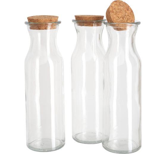 VBS Glass bottles "Milk", set of 3