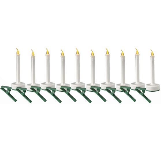 VBS LED Christmas tree candle with clip, 10 pieces
