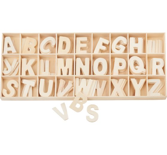 VBS Wooden letter set "Assorted - Nature", 130 pieces